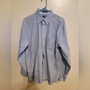 Mens Chaps Long Sleeved Blue Striped Dress shirt 16-16.5 34/35